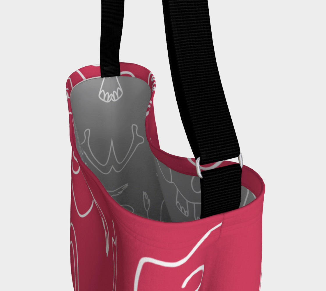 Jungleopia Raspberry and Grey Larger Elephant Tote