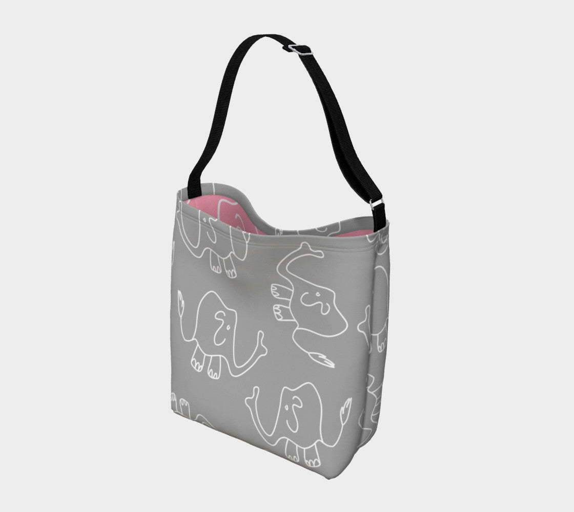 Jungleopia Grey and Pink Elephant Tote